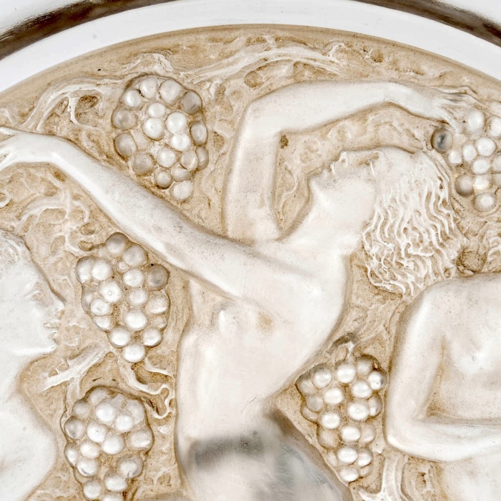 Plat « Côte d&rsquo;Or » verre blanc patiné sépia de René LALIQUE 5