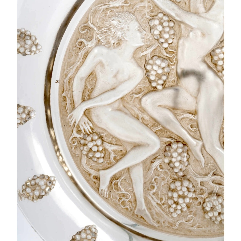 Plat « Côte d&rsquo;Or » verre blanc patiné sépia de René LALIQUE 7