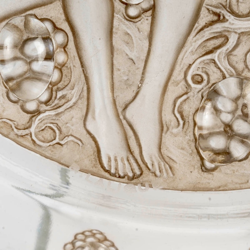 Plat « Côte d&rsquo;Or » verre blanc patiné sépia de René LALIQUE 8