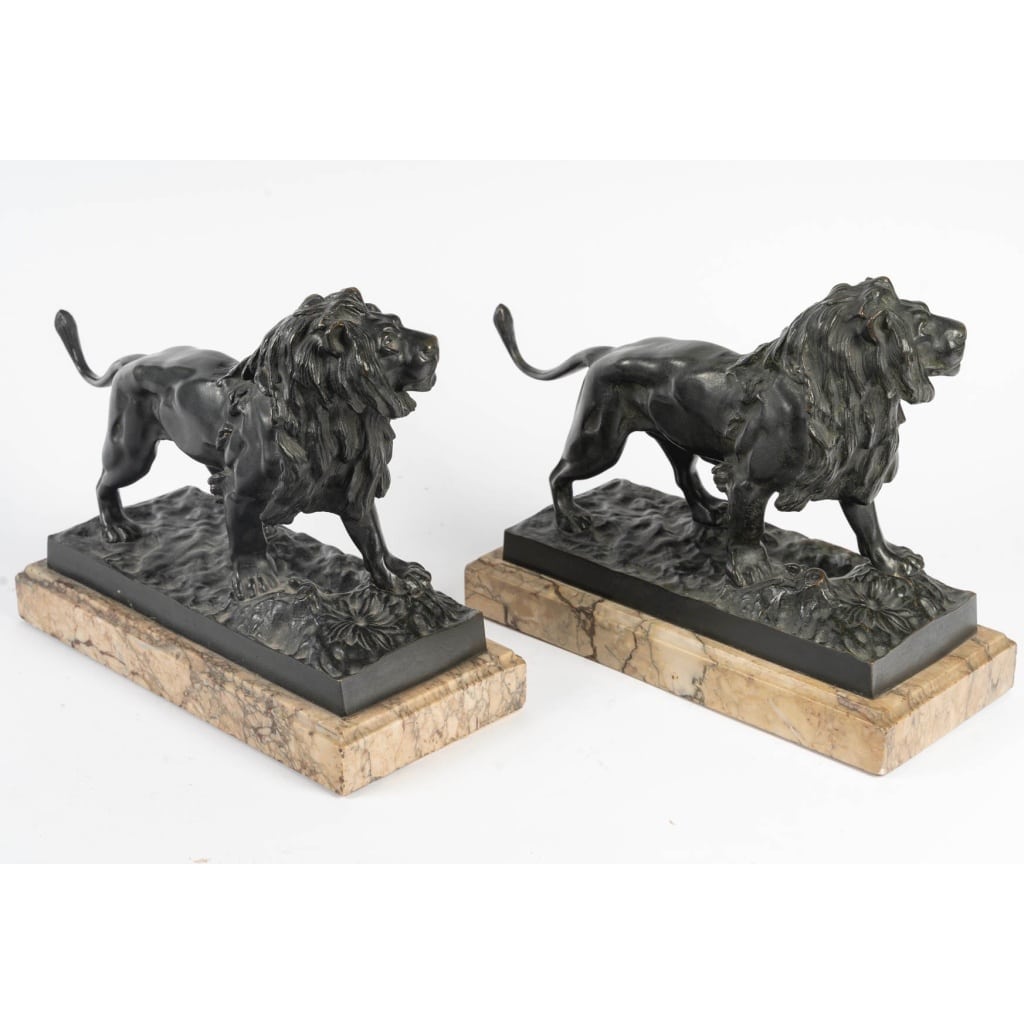 Jules Moigniez (1835-1894) Paire de Lions marchant en bronze 5 Jules Moigniez (1835-1894) Paire de Lions marchant en bronze 5