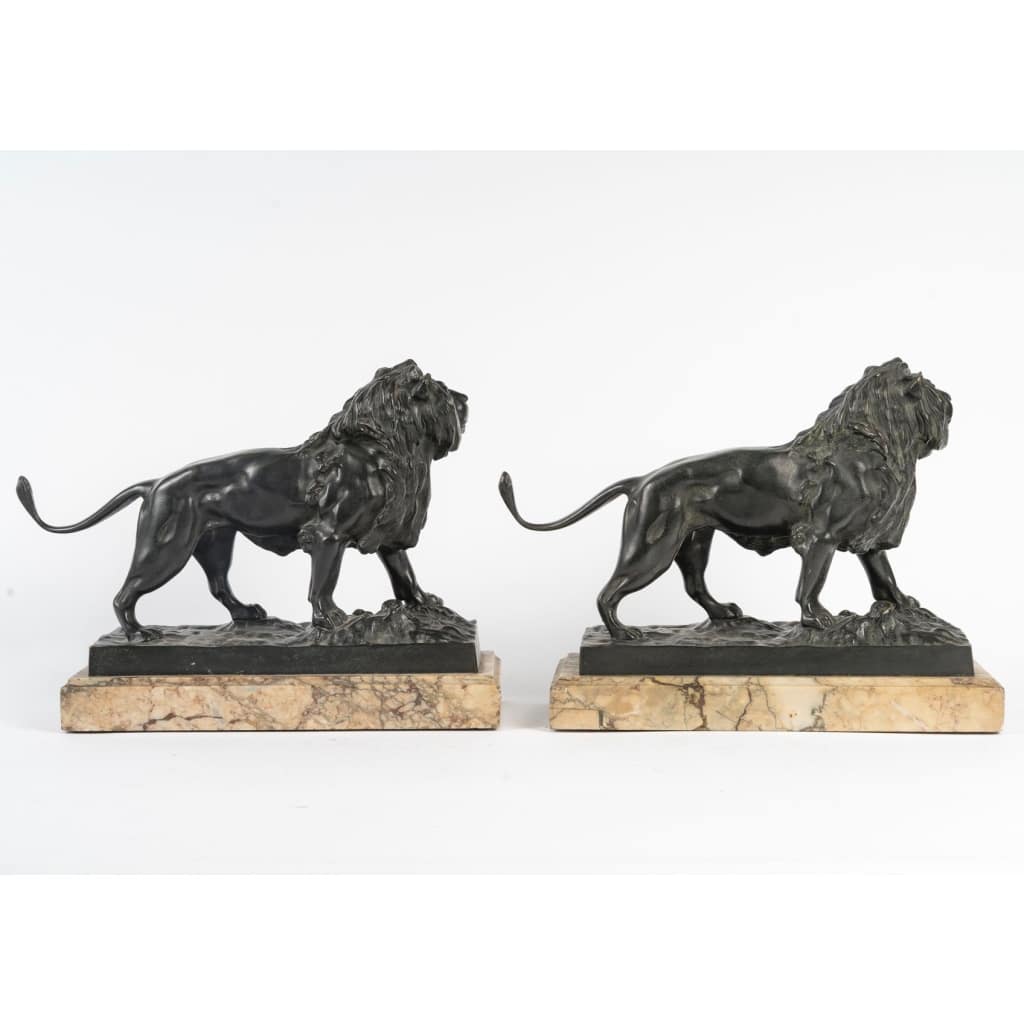 Jules Moigniez (1835-1894) Paire de Lions marchant en bronze 4 Jules Moigniez (1835-1894) Paire de Lions marchant en bronze 4