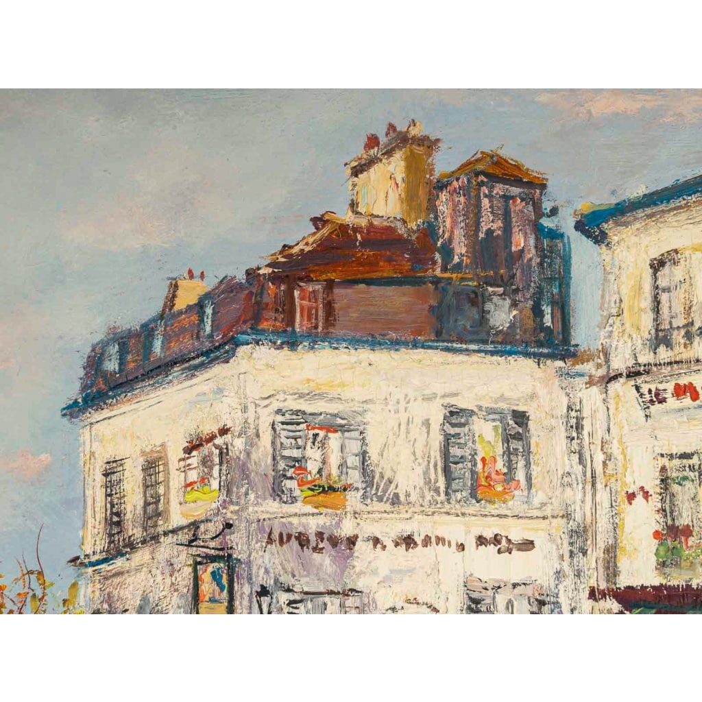 Serge Belloni (1925-2005) – Le Café de la Rue des Saules en Automne huile sur bois vers 1980 5 Serge Belloni (1925-2005) – Le Café de la Rue des Saules en Automne huile sur bois vers 1980 5