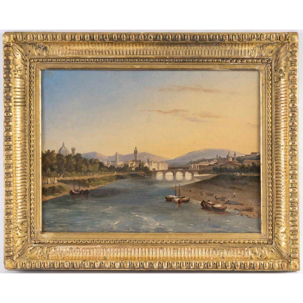 Charles-Edouard Hugot (1815-1886) – Vues animées des rives de l’Arno, Florence vers 1843 3 Charles-Edouard Hugot (1815-1886) – Vues animées des rives de l’Arno, Florence vers 1843 3