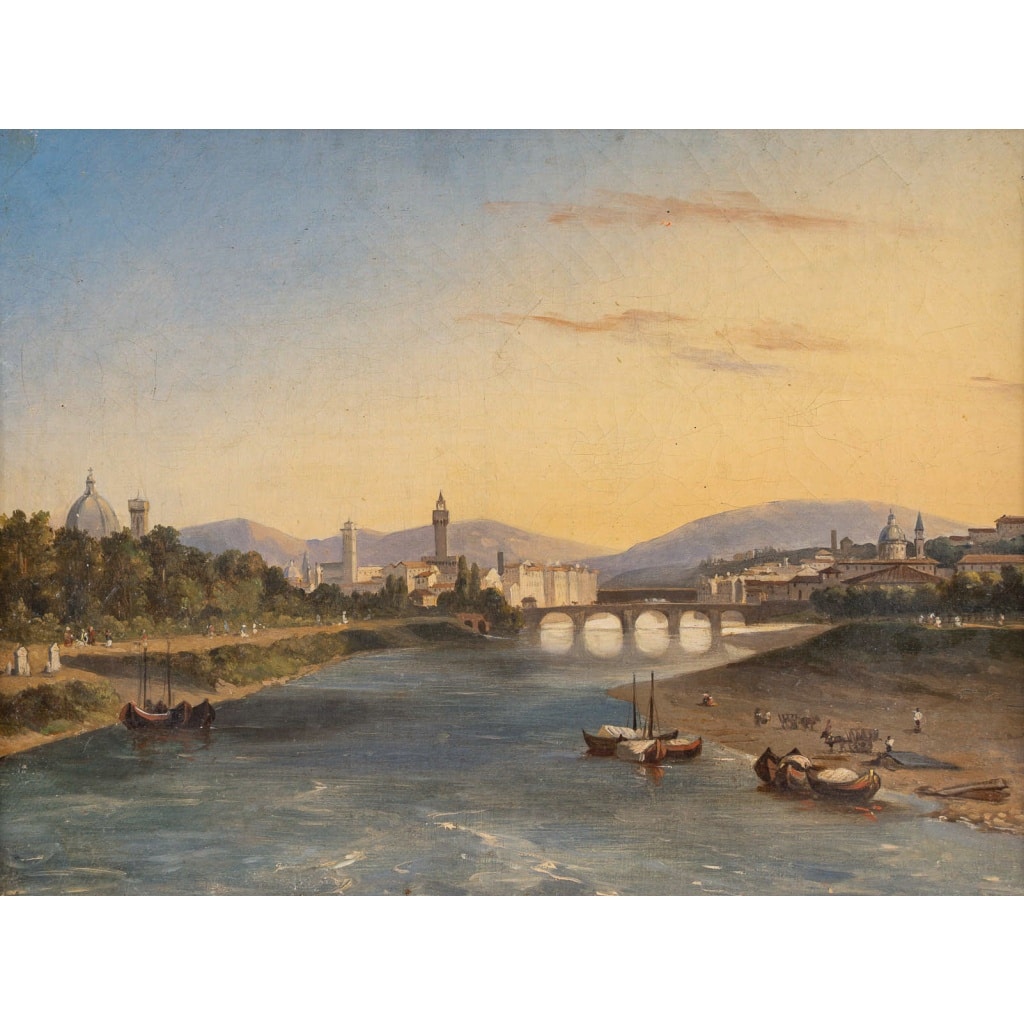 Charles-Edouard Hugot (1815-1886) – Vues animées des rives de l’Arno, Florence vers 1843 4 Charles-Edouard Hugot (1815-1886) – Vues animées des rives de l’Arno, Florence vers 1843 4