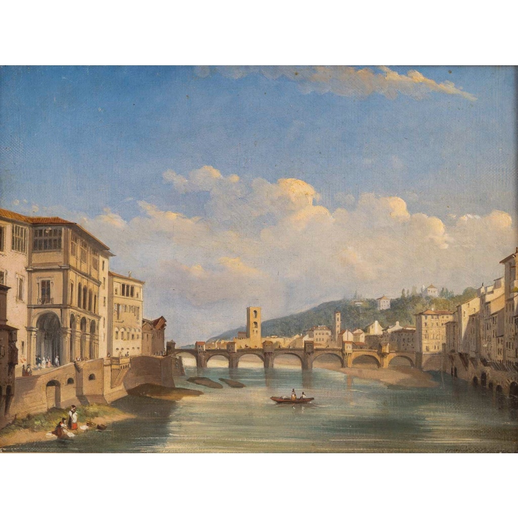 Charles-Edouard Hugot (1815-1886) – Vues animées des rives de l’Arno, Florence vers 1843 10 Charles-Edouard Hugot (1815-1886) – Vues animées des rives de l’Arno, Florence vers 1843 10