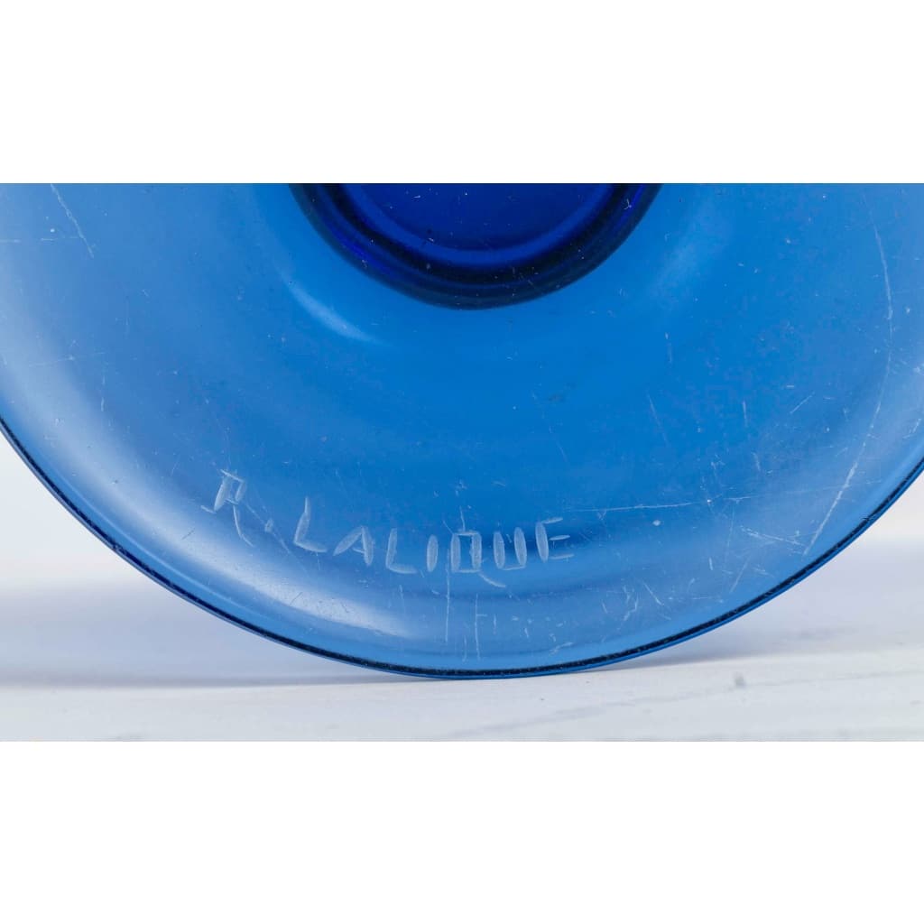 Vase « Ornis » verre bleu saphir de René LALIQUE 9
