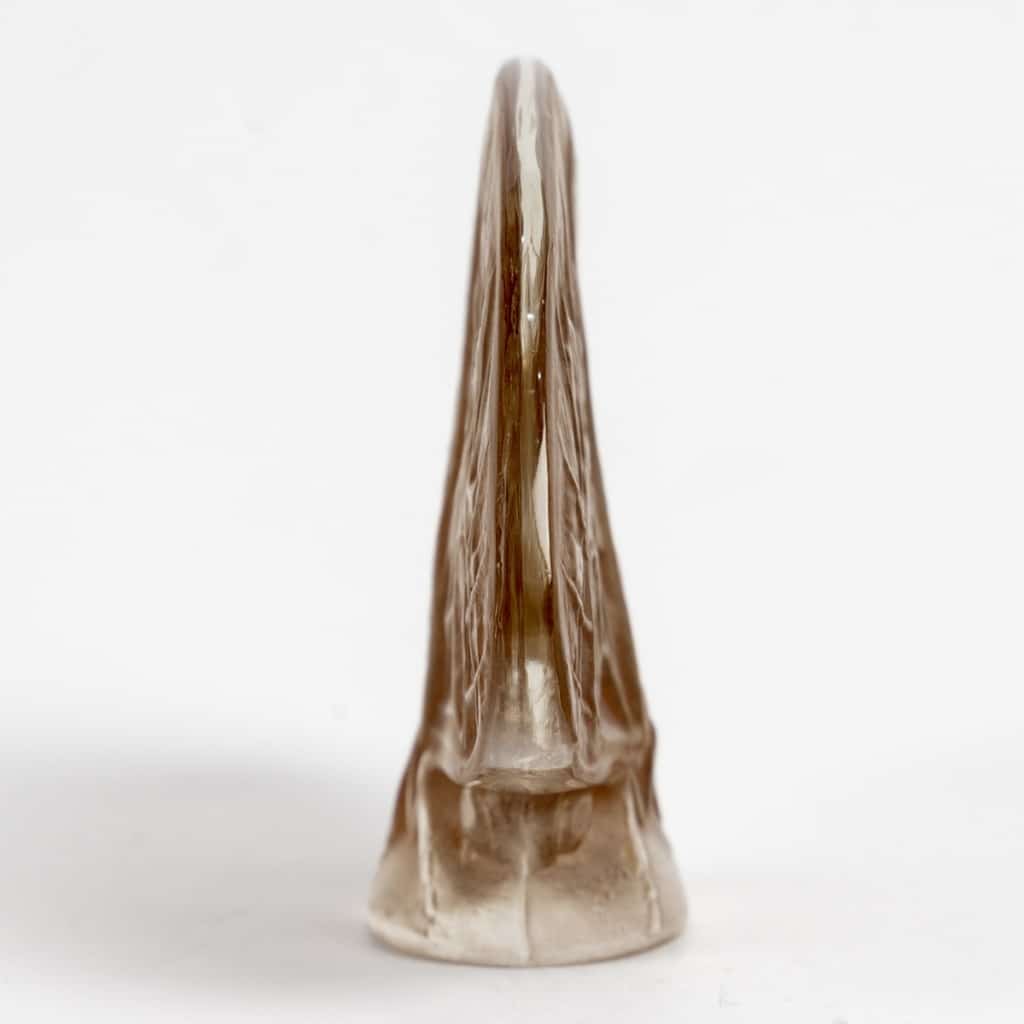 Cachet « Papillon Ailes Ouvertes » verre blanc patiné sépia de René LALIQUE 5