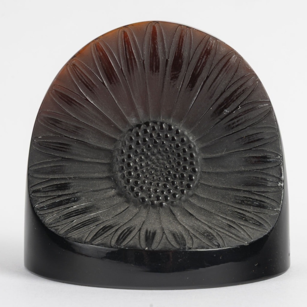 Presse-Papiers « Double Marguerite » verre rouge ambré de René LALIQUE 2