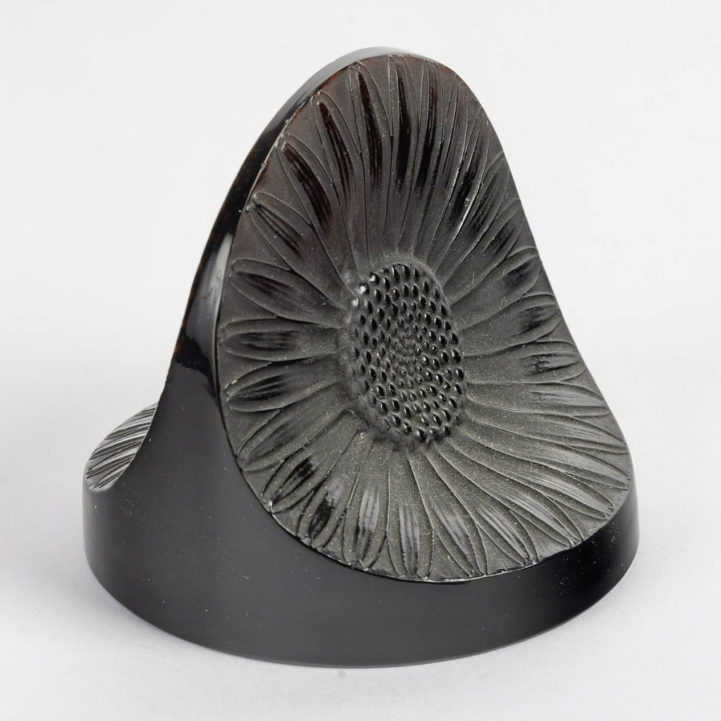 Presse-Papiers « Double Marguerite » verre rouge ambré de René LALIQUE 4