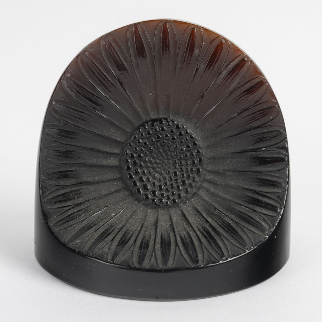 Presse-Papiers « Double Marguerite » verre rouge ambré de René LALIQUE 3