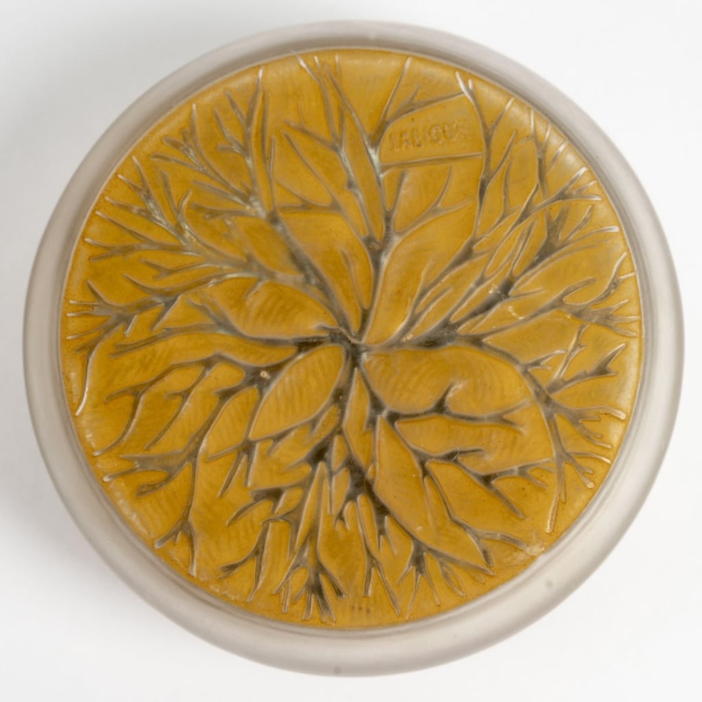 Boîte « Poissons » verre blanc patiné sépia de René LALIQUE 6