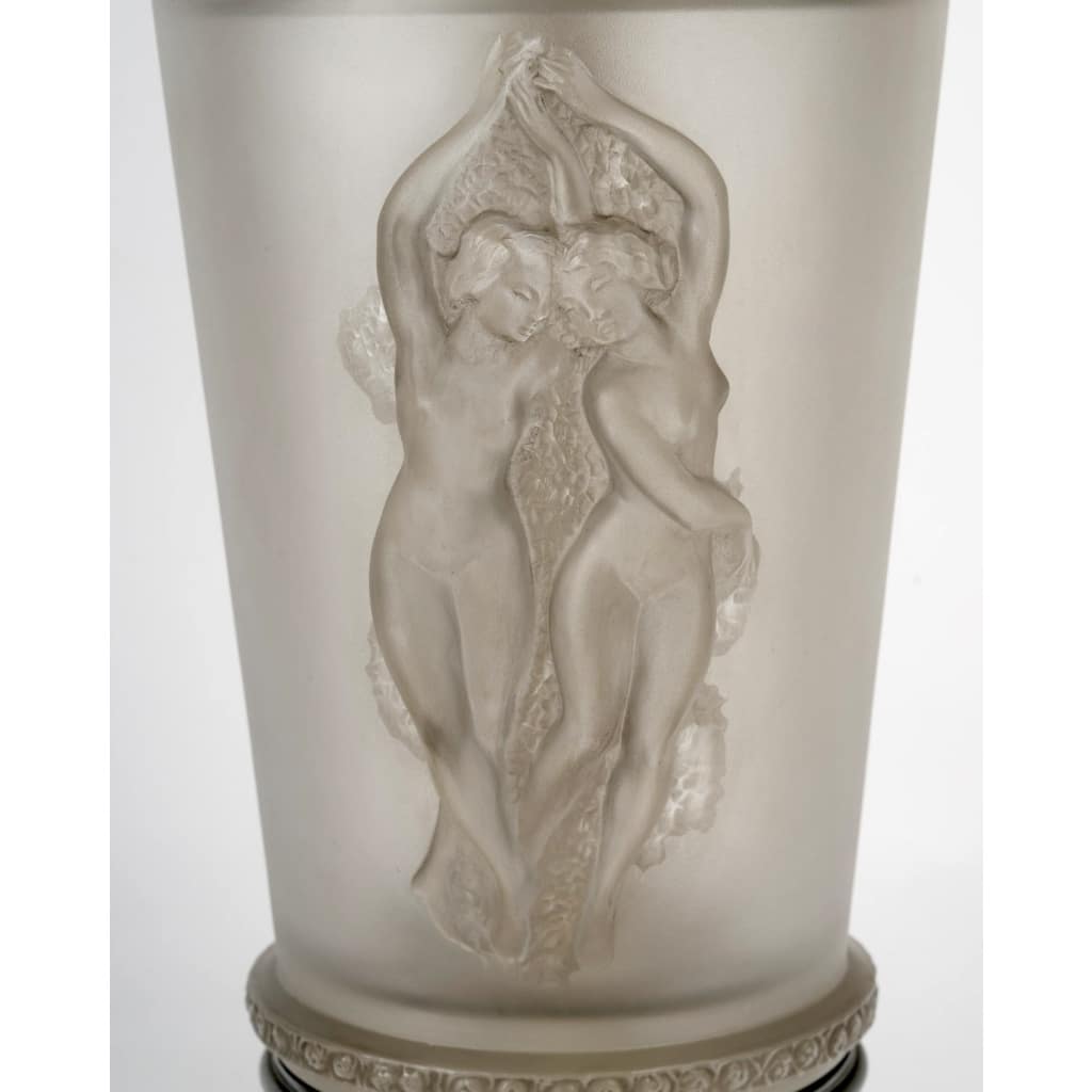 Lampe « Deux Danseuses » cristal patiné gris de René LALIQUE 6