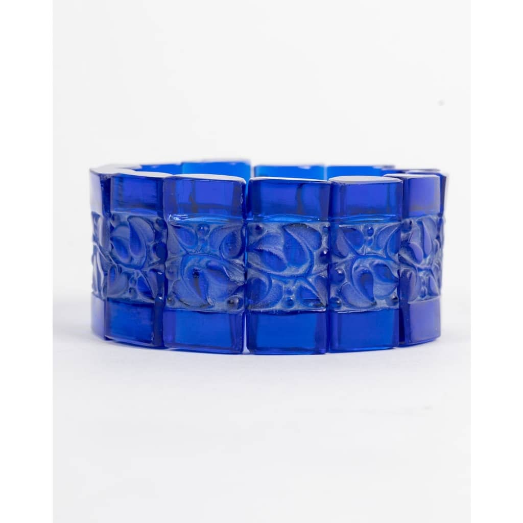 Bracelet « Cerisier » verre bleu cobalt patiné blanc de René LALIQUE 2