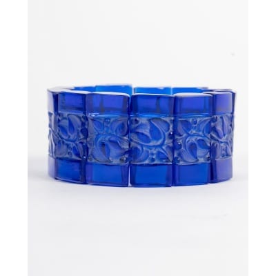 Bracelet « Cerisier » verre bleu cobalt patiné blanc de René LALIQUE