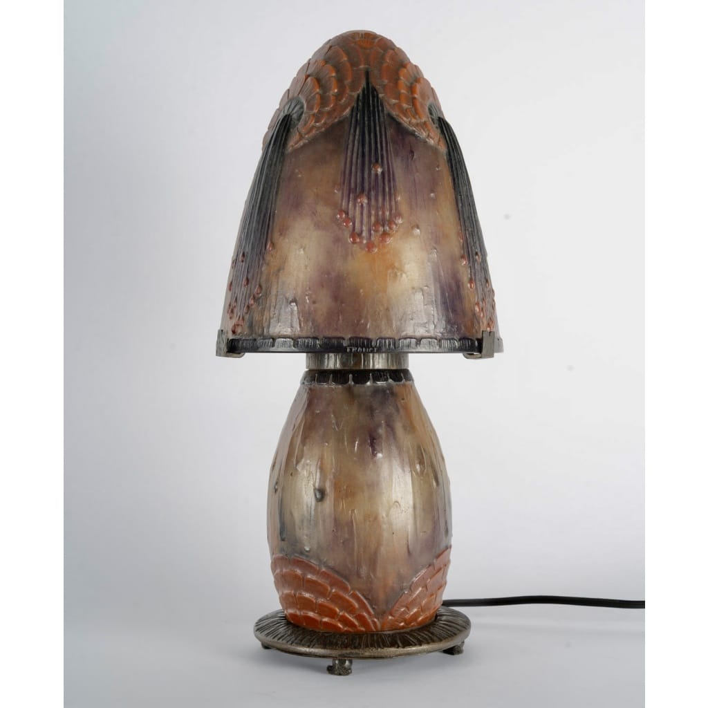 Lampe « Fleurs Tropicales » pâte de verre de Gabriel ARGY ROUSSEAU 3