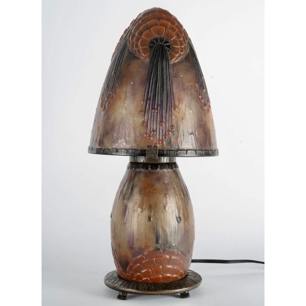 Lampe « Fleurs Tropicales » pâte de verre de Gabriel ARGY ROUSSEAU 4