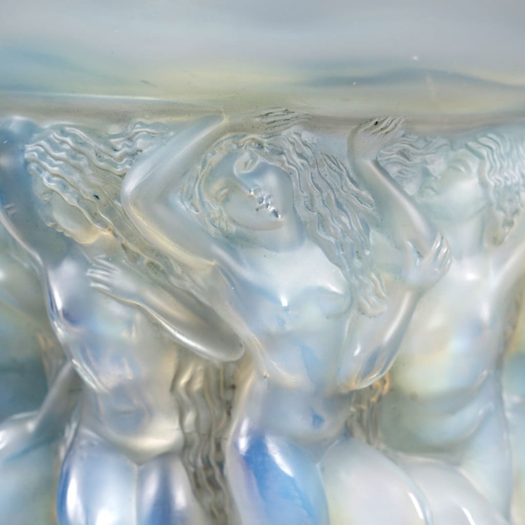 Vase « Naïades » verre opalescent patiné bleu de René LALIQUE 7
