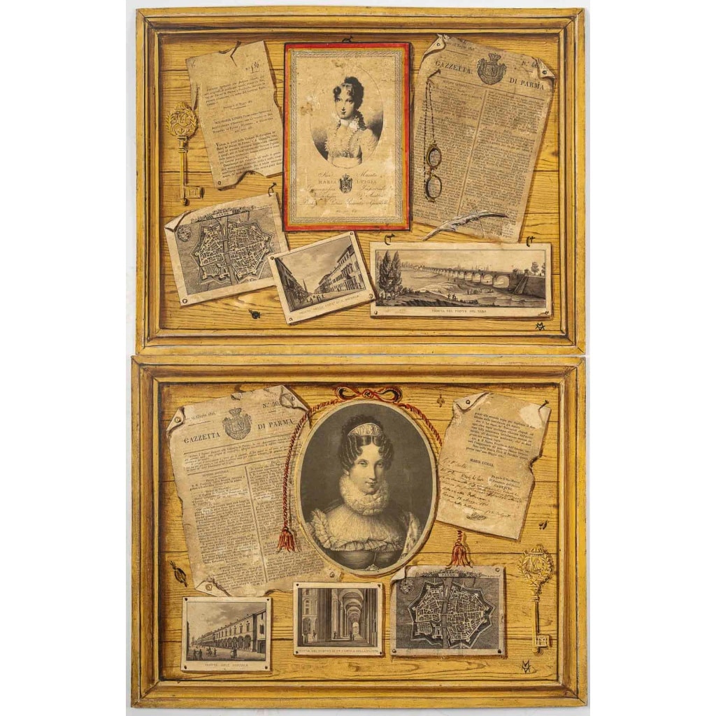 Paire de trompe-l’œil aux portraits de l’Impératrice Marie-Louise, Italie, vers 1850-1880 2 Paire de trompe-l’œil aux portraits de l’Impératrice Marie-Louise, Italie, vers 1850-1880 2