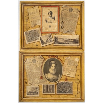 Paire de trompe-l’œil aux portraits de l’Impératrice Marie-Louise, Italie, vers 1850-1880