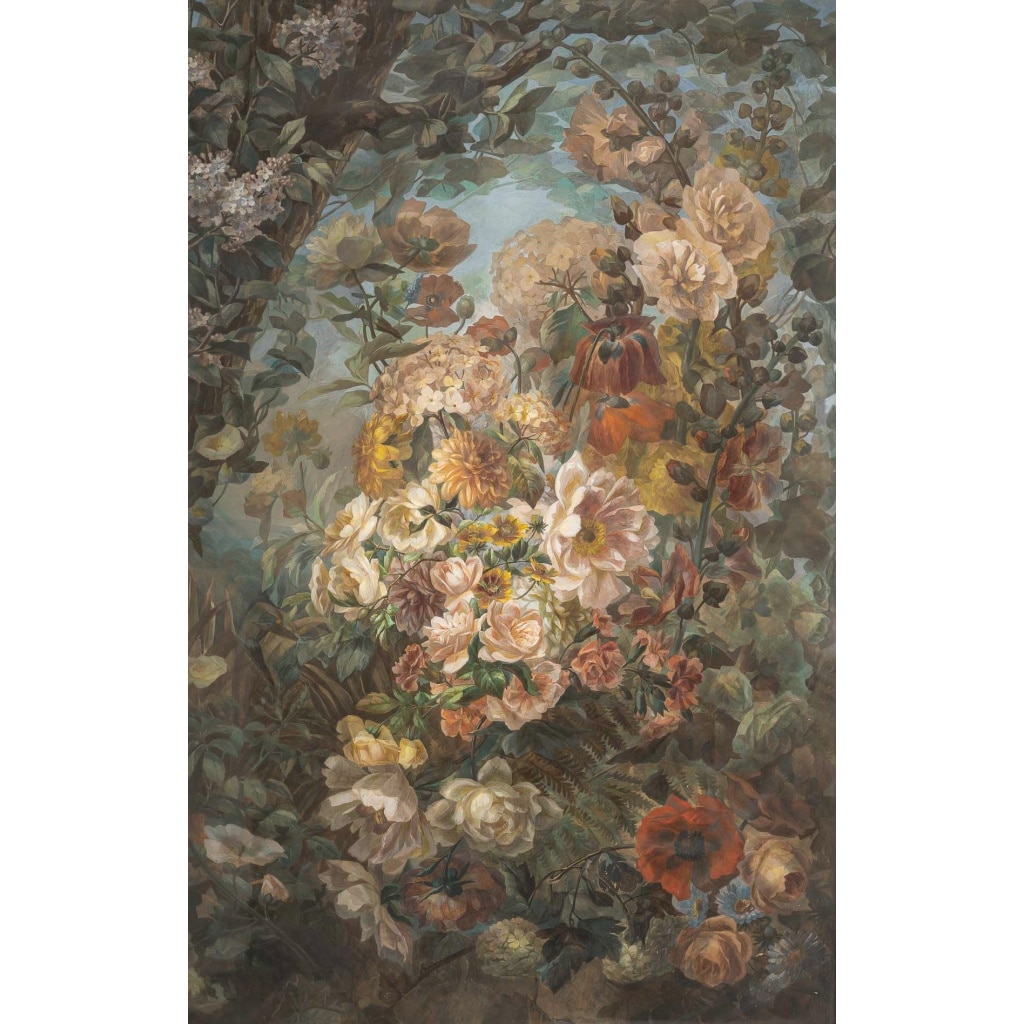Importante Nature morte aux bouquets de fleurs, gouache de la fin du XIXe siècle 3