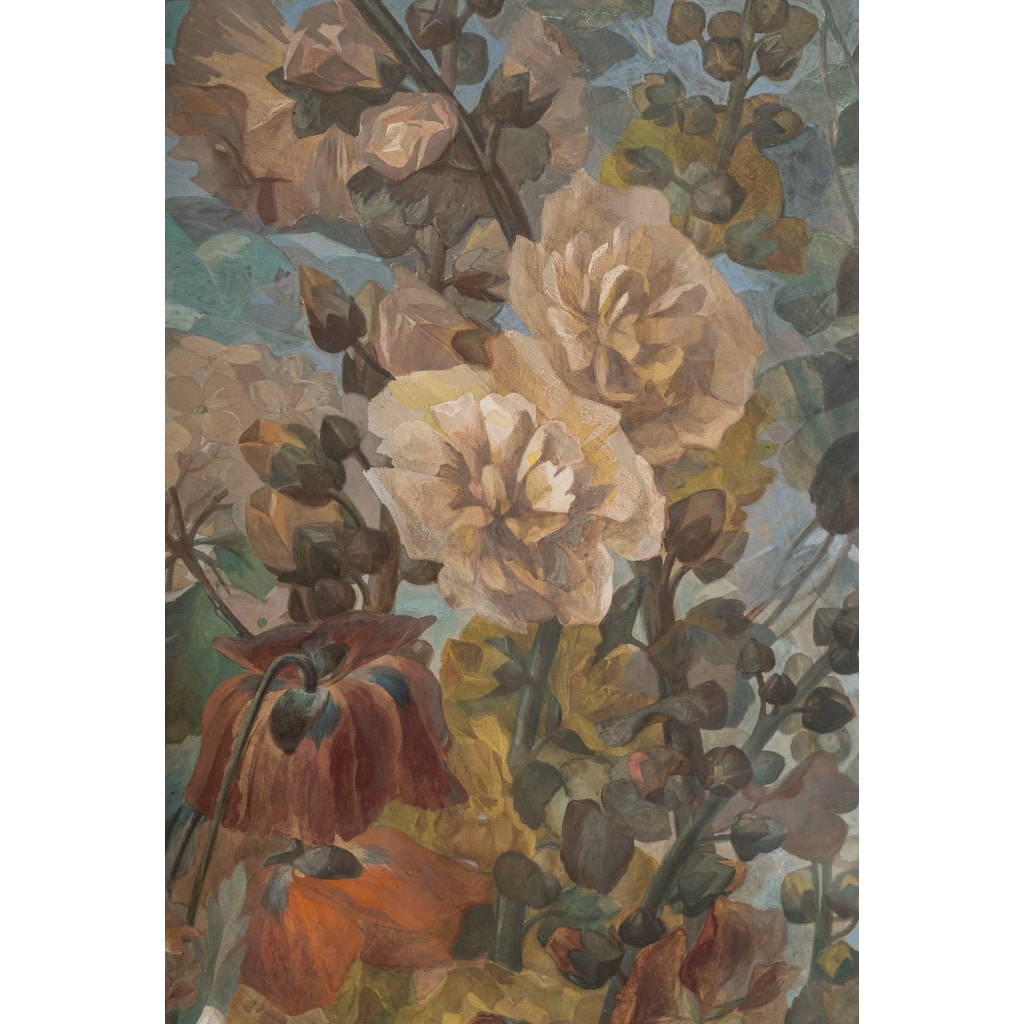 Importante Nature morte aux bouquets de fleurs, gouache de la fin du XIXe siècle 6