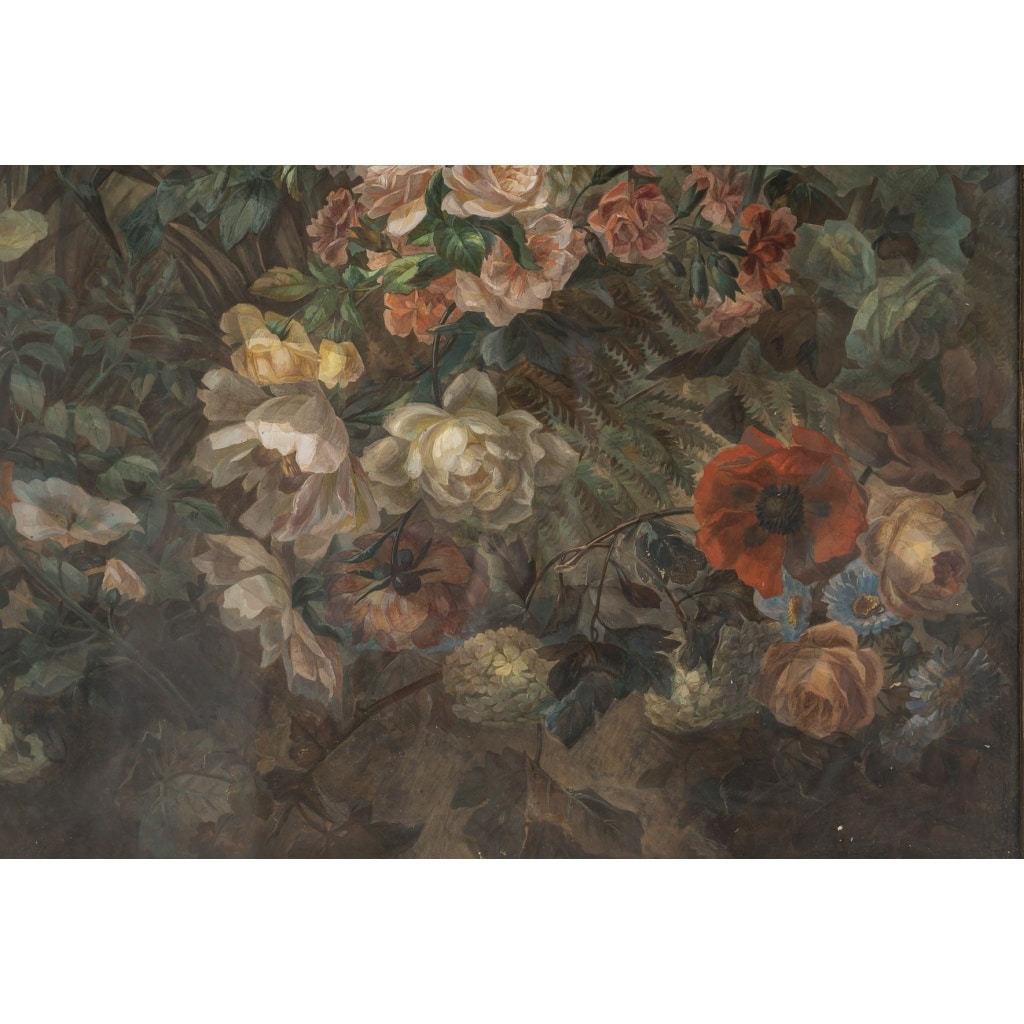 Importante Nature morte aux bouquets de fleurs, gouache de la fin du XIXe siècle 7