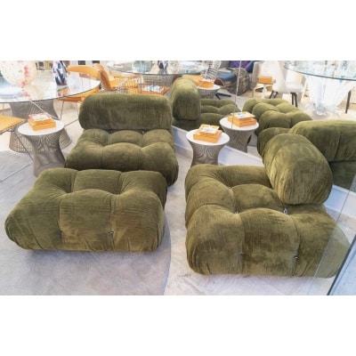 B&B iIalia Canapé 3 modules CAMALEONDA angulaire Chenille Enia Vert Olive