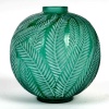Vase « Palmes » verre vert émeraude patiné blanc de René LALIQUE 7 Vase « Palmes » verre vert émeraude patiné blanc de René LALIQUE 7