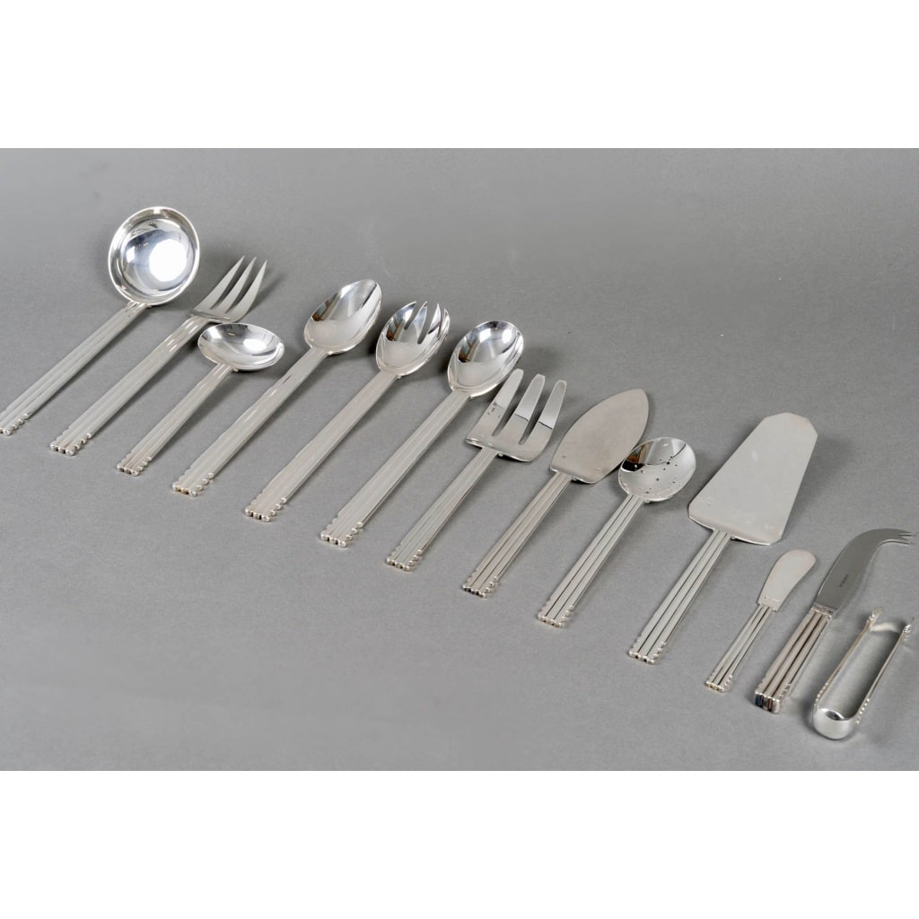 Ménagère Art Déco « Nantes » métal argenté de PUIFORCAT – 109 Pièces 10