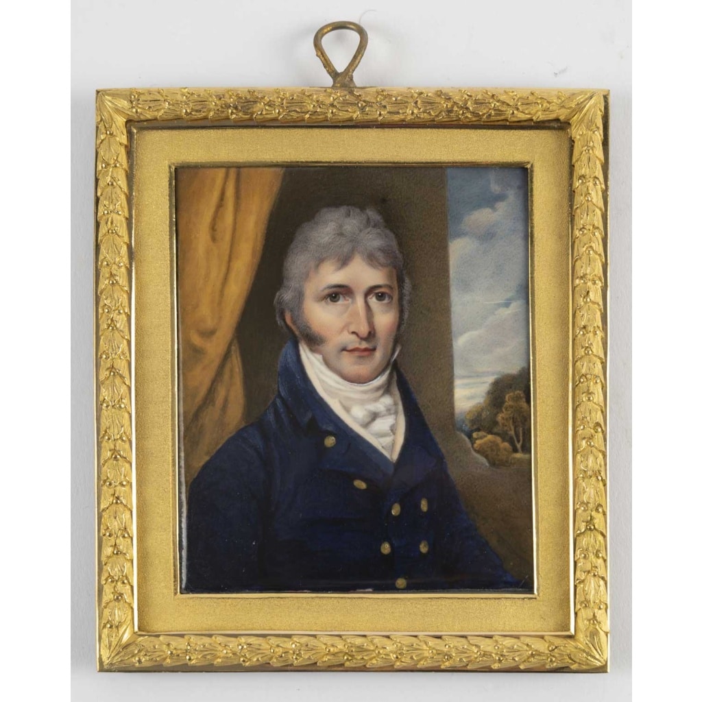 Miniature sur cuivre, Portrait d’homme. Début XIXème siècle 2 Miniature sur cuivre, Portrait d’homme. Début XIXème siècle 2