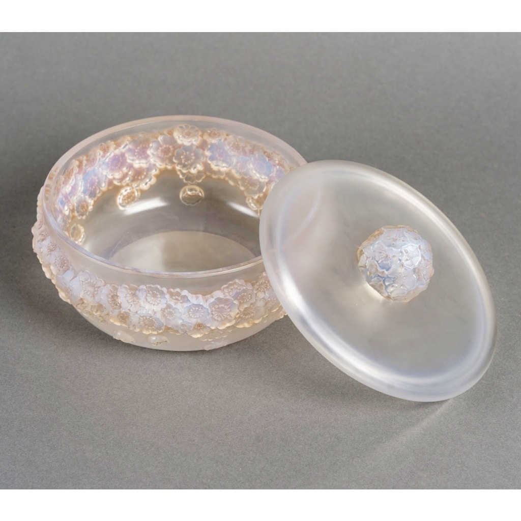 Boîte « Primevères » verre opalescent patiné sépia de René LALIQUE 4