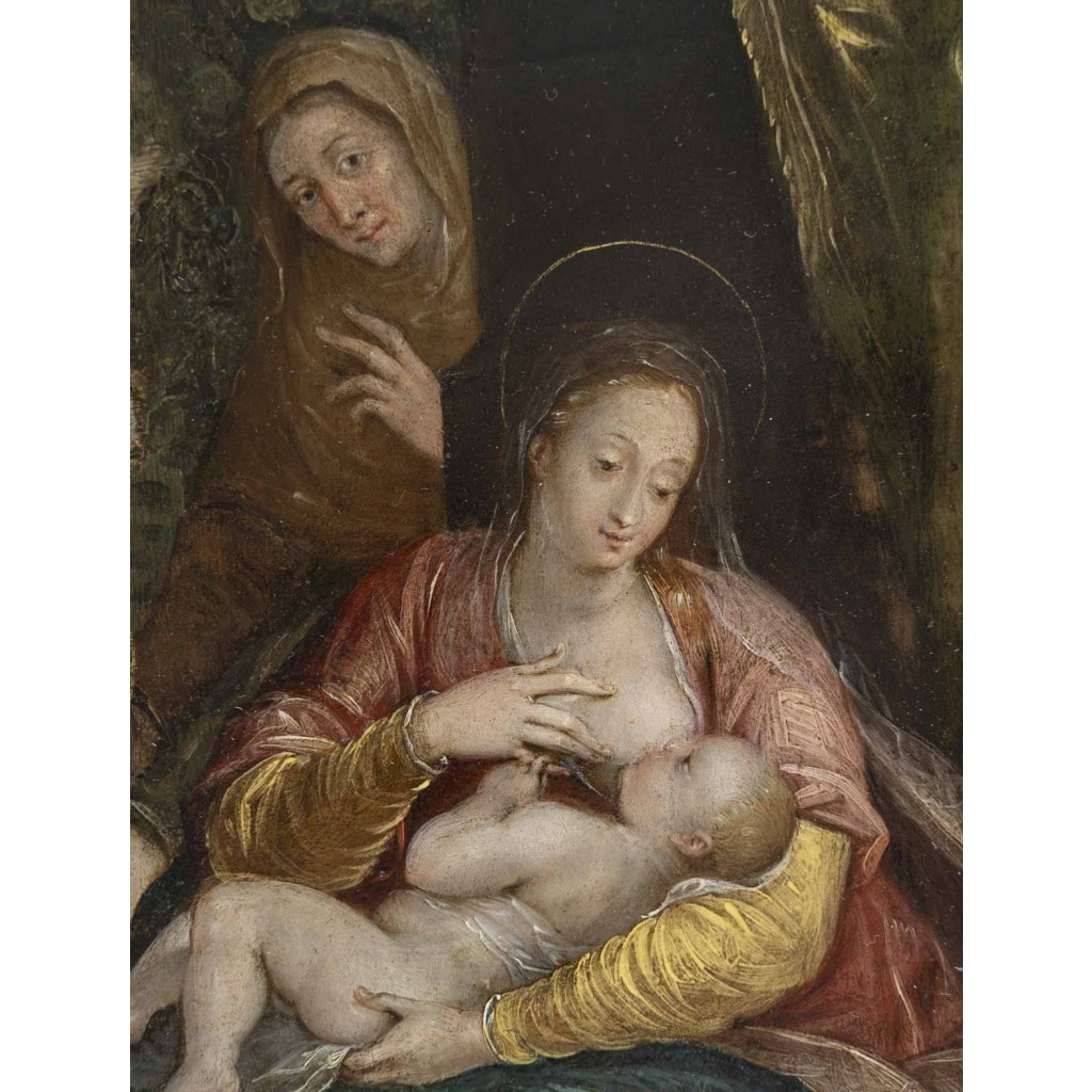 Ecole Flamande du XVIIème siècle Vierge à l’enfant, Saint-Anne et Jean-Baptiste enfant 4 Ecole Flamande du XVIIème siècle Vierge à l’enfant, Saint-Anne et Jean-Baptiste enfant 4