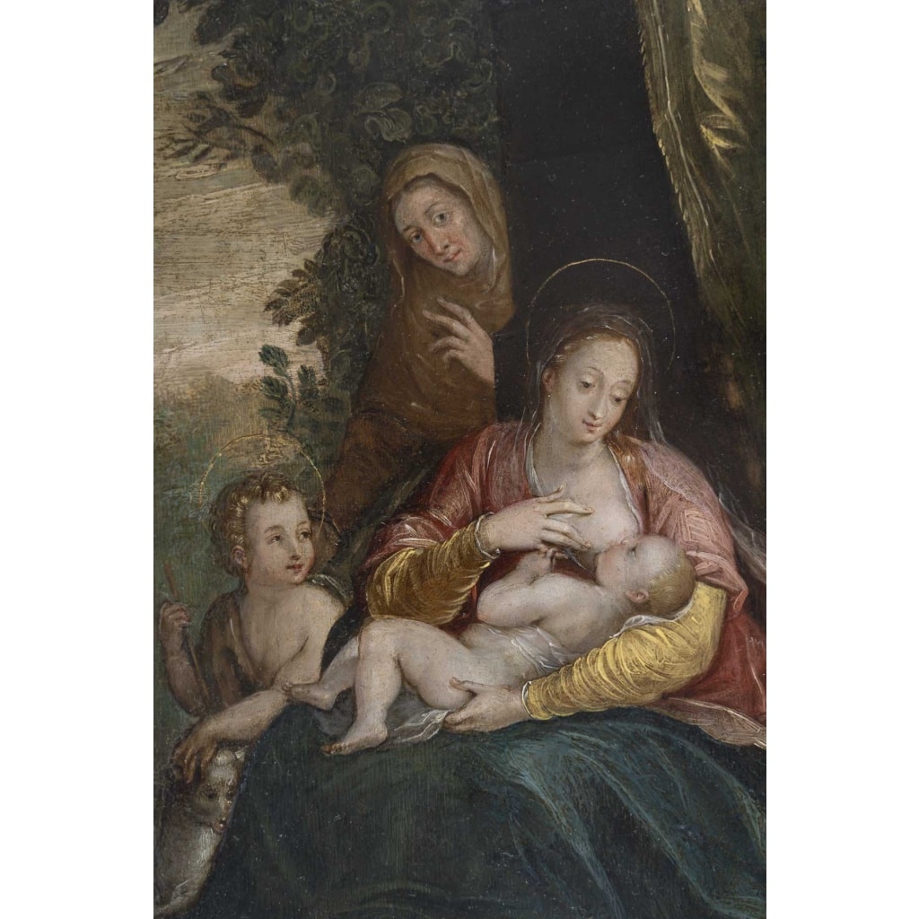 Ecole Flamande du XVIIème siècle Vierge à l’enfant, Saint-Anne et Jean-Baptiste enfant 3 Ecole Flamande du XVIIème siècle Vierge à l’enfant, Saint-Anne et Jean-Baptiste enfant 3