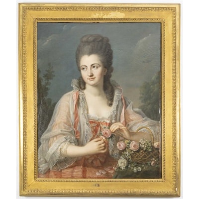 Ecole Française du XVIIIème siècle, portrait d&rsquo;une dame de qualité, attribué à Nicolas Guy Brenet (1728-1792)