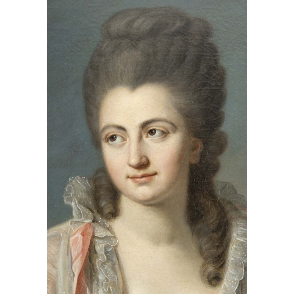 Ecole Française du XVIIIème siècle, portrait d&rsquo;une dame de qualité, attribué à Nicolas Guy Brenet (1728-1792) 9