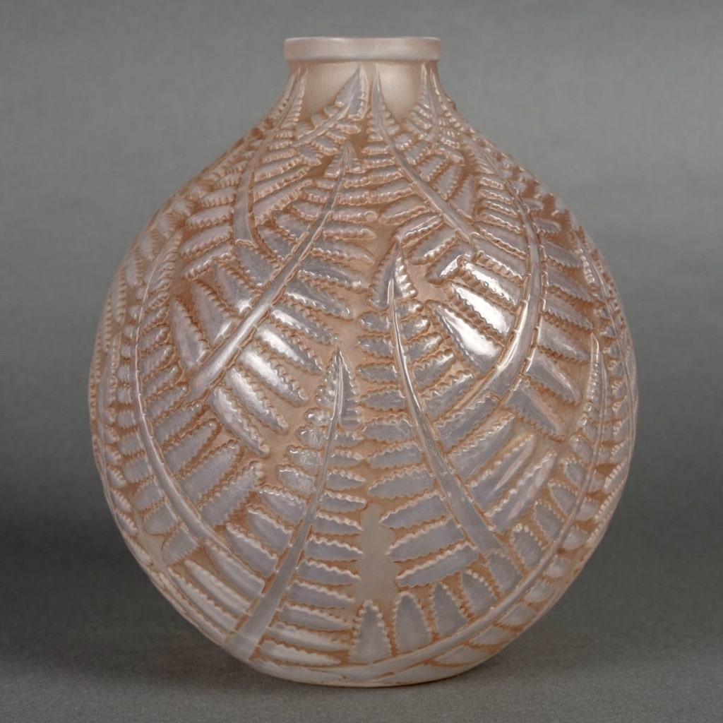 Vase « Espalion » verre opalescent patiné rose sépia de René LALIQUE 3