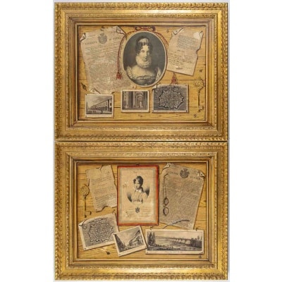 Paire de trompe l’œil aux portraits de l’Impératrice Marie-Louise, Italie, vers 1850-1880