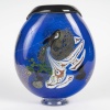 Vase ovoïde en verre bleu signé PIERINI 12