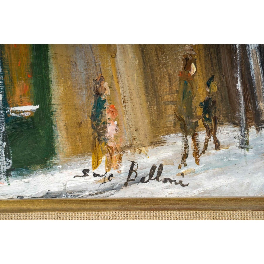 Serge Belloni (1925-2005) – La Rue des Saules sous la neige huile sur bois vers 1970 6 Serge Belloni (1925-2005) – La Rue des Saules sous la neige huile sur bois vers 1970 6