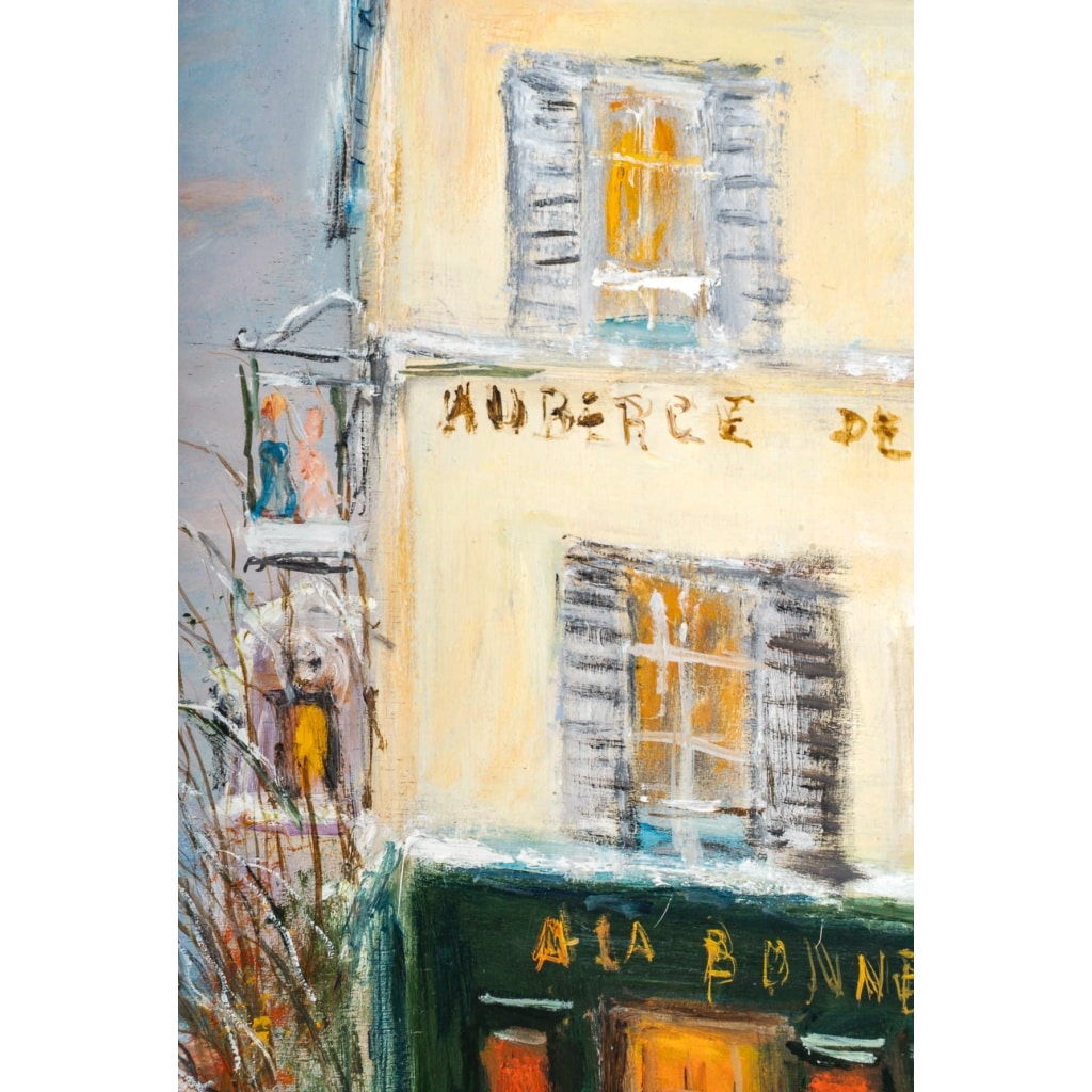 Serge Belloni (1925-2005) – La Rue des Saules sous la neige huile sur bois vers 1970 10 Serge Belloni (1925-2005) – La Rue des Saules sous la neige huile sur bois vers 1970 10