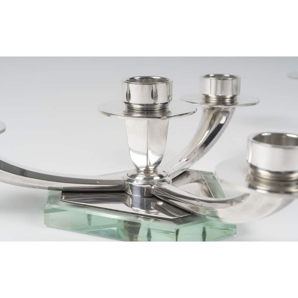 WOLFERS – Paire de candélabres bas en argent massif – Epoque ART DECO 5 WOLFERS – Paire de candélabres bas en argent massif – Epoque ART DECO 5