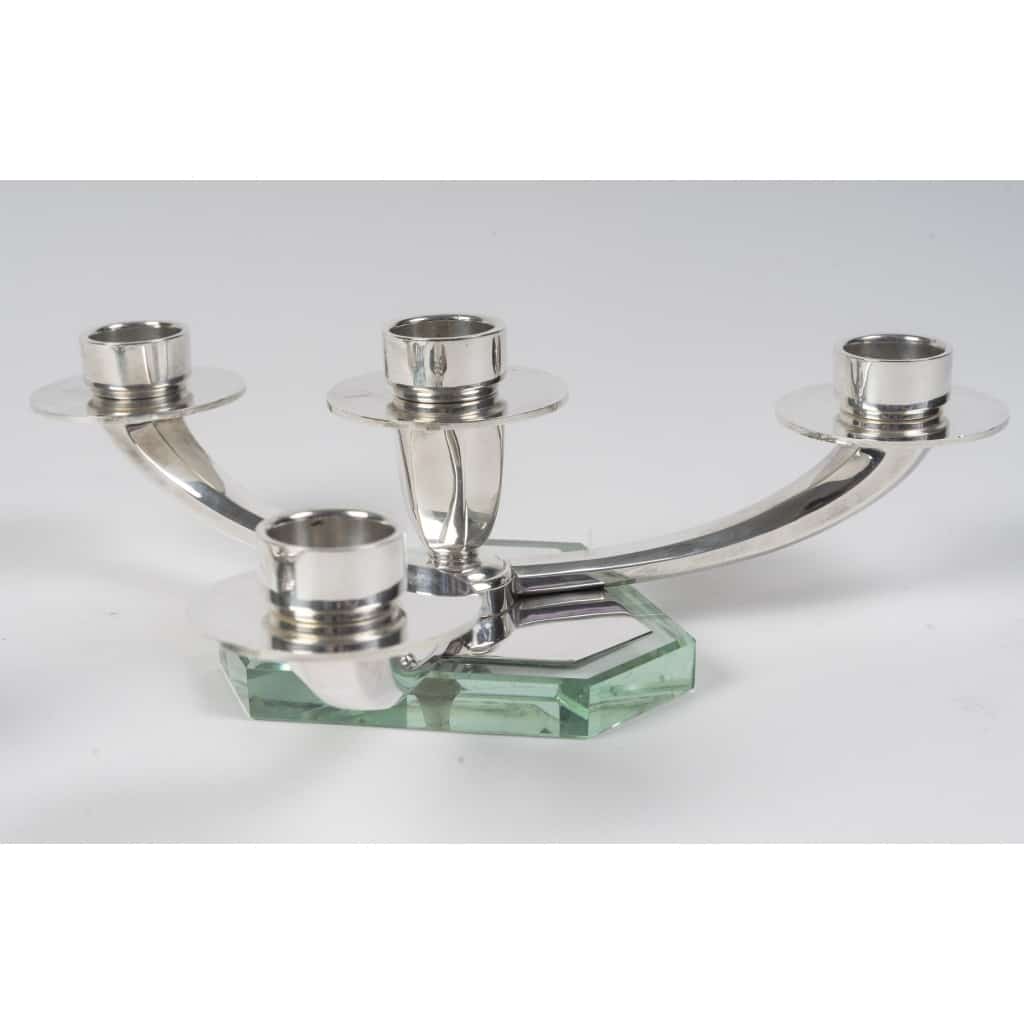 WOLFERS – Paire de candélabres bas en argent massif – Epoque ART DECO 6 WOLFERS – Paire de candélabres bas en argent massif – Epoque ART DECO 6