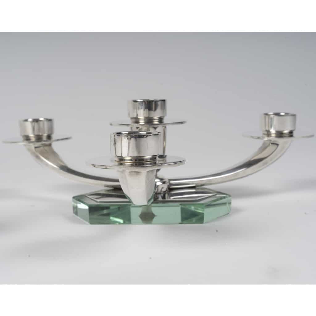WOLFERS – Paire de candélabres bas en argent massif – Epoque ART DECO 9 WOLFERS – Paire de candélabres bas en argent massif – Epoque ART DECO 9