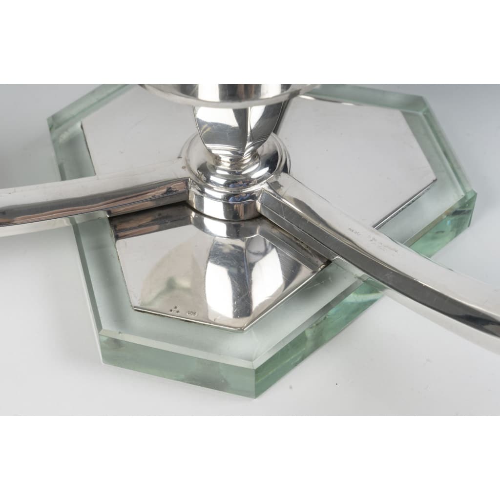 WOLFERS – Paire de candélabres bas en argent massif – Epoque ART DECO 11 WOLFERS – Paire de candélabres bas en argent massif – Epoque ART DECO 11