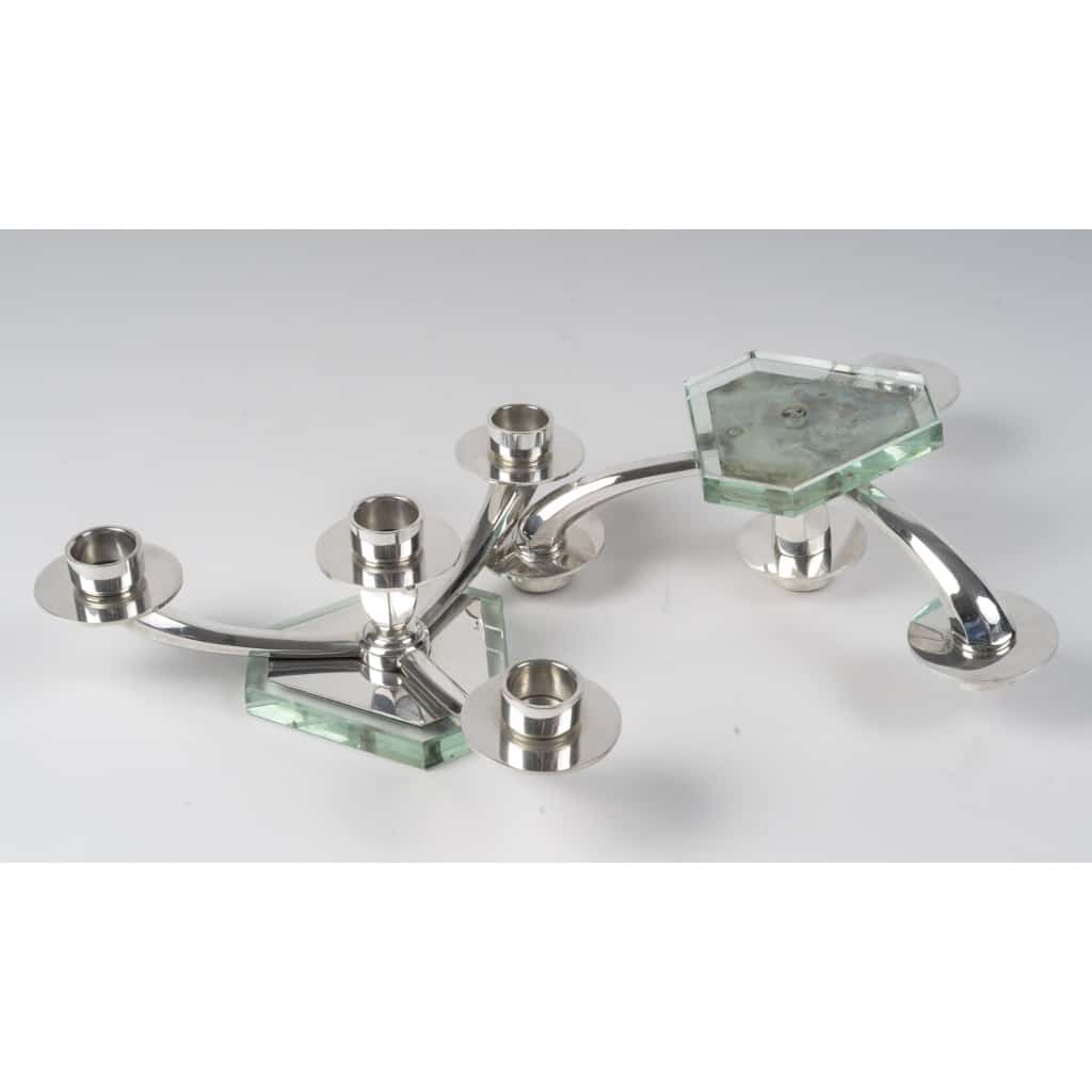 WOLFERS – Paire de candélabres bas en argent massif – Epoque ART DECO 12 WOLFERS – Paire de candélabres bas en argent massif – Epoque ART DECO 12