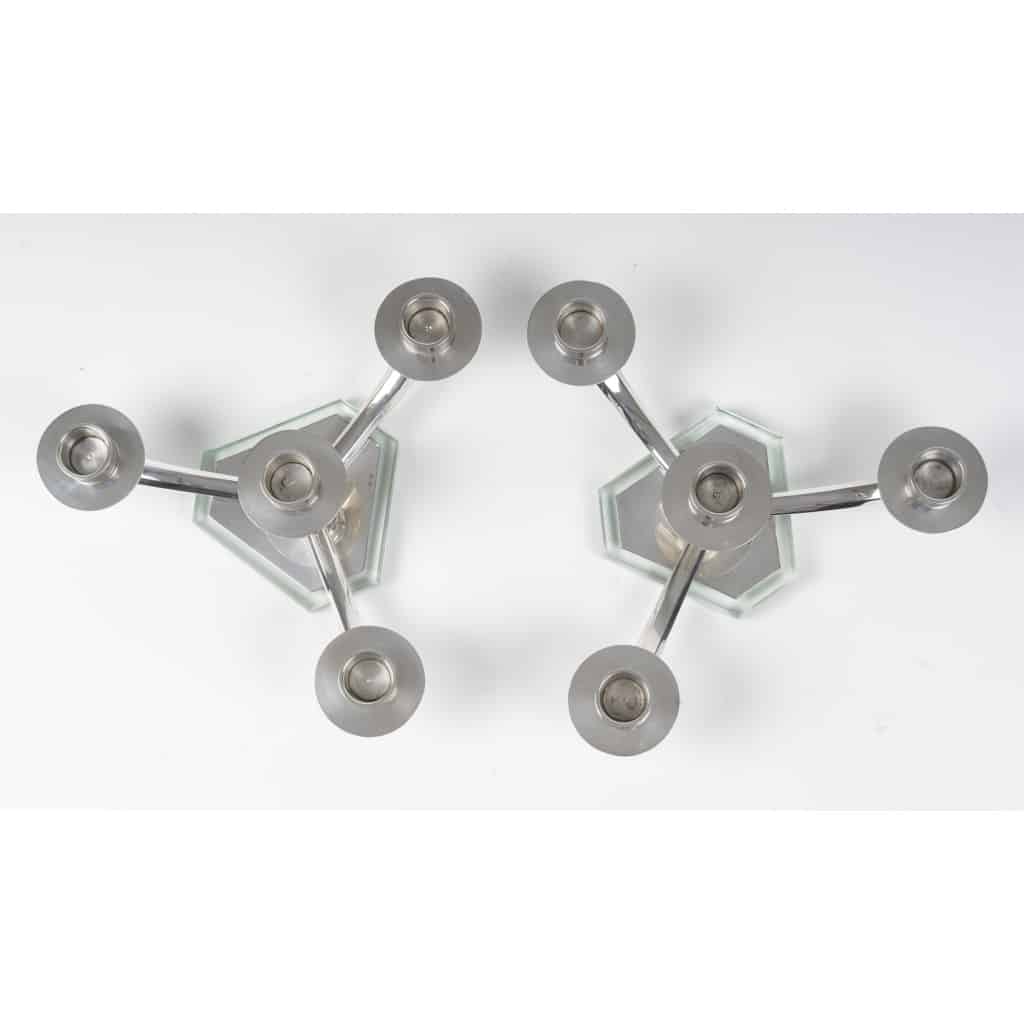 WOLFERS – Paire de candélabres bas en argent massif – Epoque ART DECO 14 WOLFERS – Paire de candélabres bas en argent massif – Epoque ART DECO 14