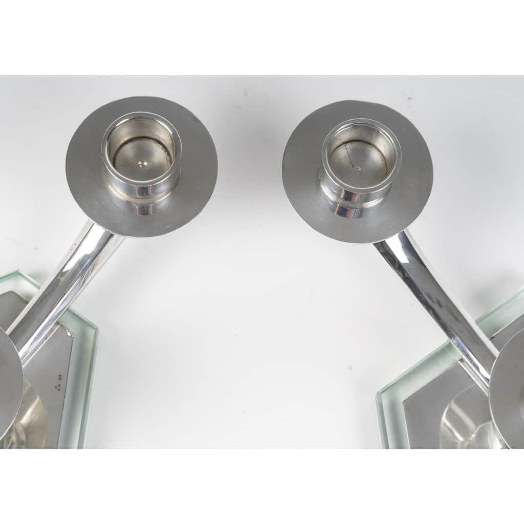 WOLFERS – Paire de candélabres bas en argent massif – Epoque ART DECO 16 WOLFERS – Paire de candélabres bas en argent massif – Epoque ART DECO 16
