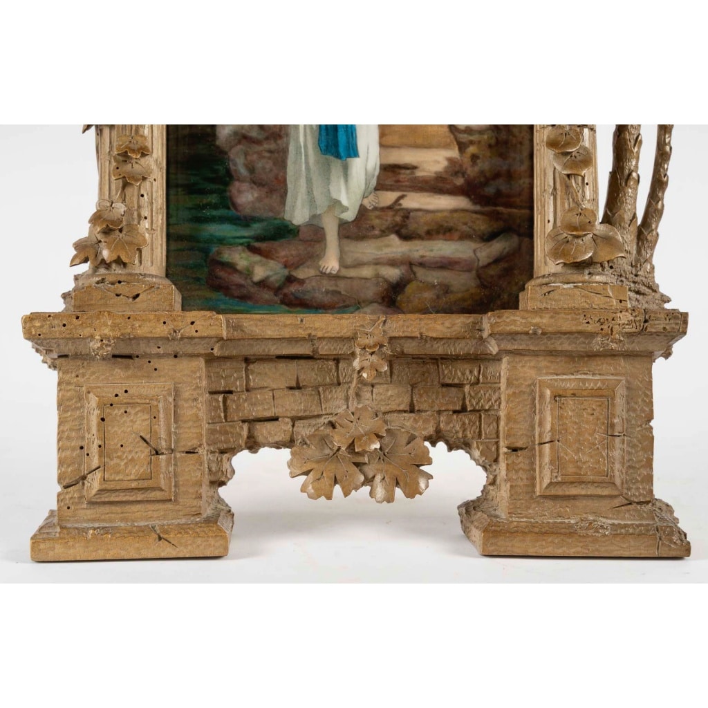 La Porteuse d’Eau, Plaque en émail encadrée, circa 1900 7 La Porteuse d’Eau, Plaque en émail encadrée, circa 1900 7