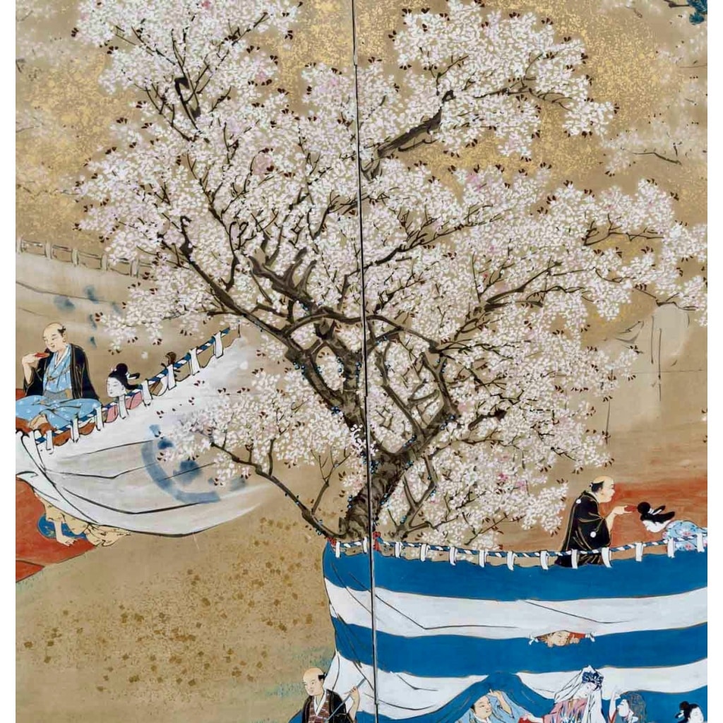Le printemps. Paravent japonais à 2 panneaux. Epoque Meiji (1868-1912) 5