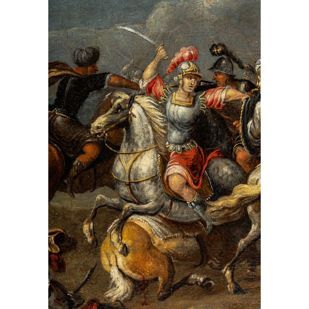 Philips Wouwerman (1619-1668) Combat de cavalerie entre Orientaux et Impériaux, huile sur toile vers 1660 4